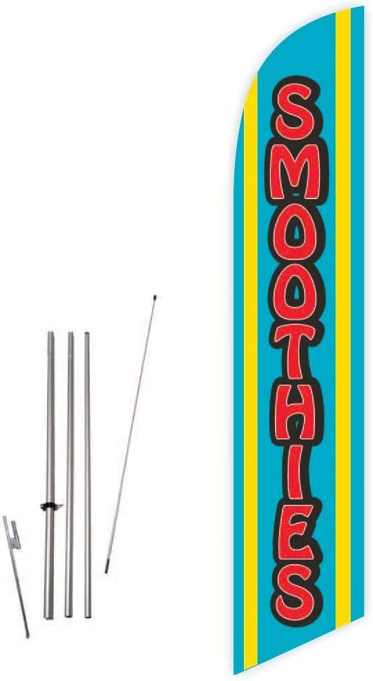 Smoothies (Blue) Feather Flag with Complete 15ft Pole kit and Ground Spike