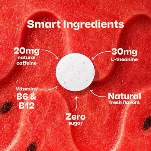 Image of Neuro Energy & Focus Gum - 20mg Natural Caffeine Gum & Nootropic Energy Supplement with L-Theanine & B Vitamins - Sugar Free, Vegan - Watermelon, 54ct