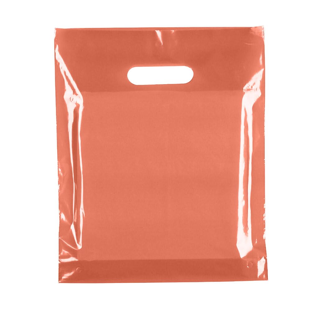 Tezraftaar® 500 x Patch Handle Carrier Bags 15" x 18" x 3" Orange Reusable Plastic Shopping Takeaway Cloths Carry Bag