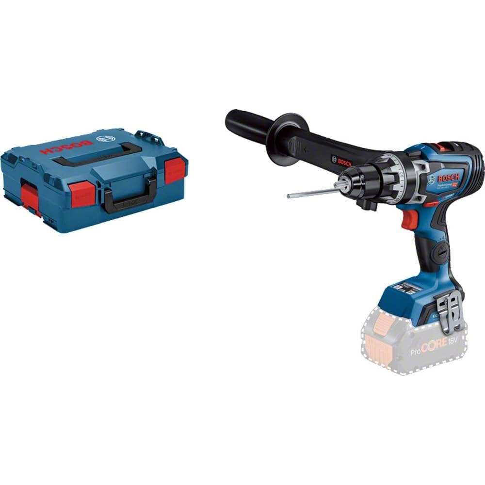 Bosch Professional Blue 18V System Biturbo Cordless Drill Driver Gsr 18V-150 C (Maximum Torque Of 150 Nm, Rotational Speed Of 2200 Min⁻¹, Incl. Aux. Handle, L-Boxx Inlay, L-Boxx, Without Battery/Charger)