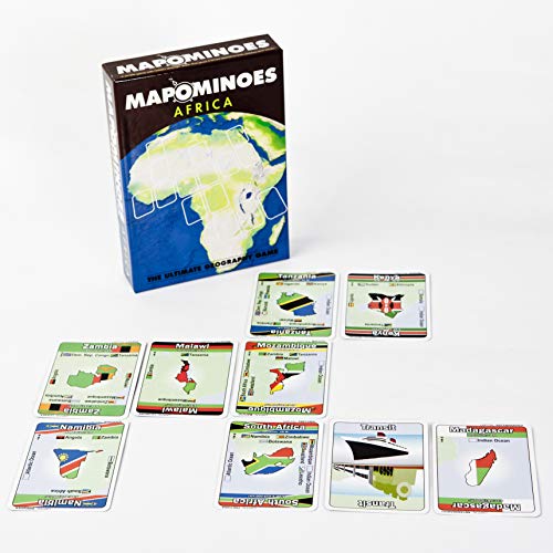 Wild Card Games MAPOMINOES Africa – Fun and Educational Geography Travel Game About Connecting Countries in Africa. for Kids Teens and Adults. Like Dominoes with maps.