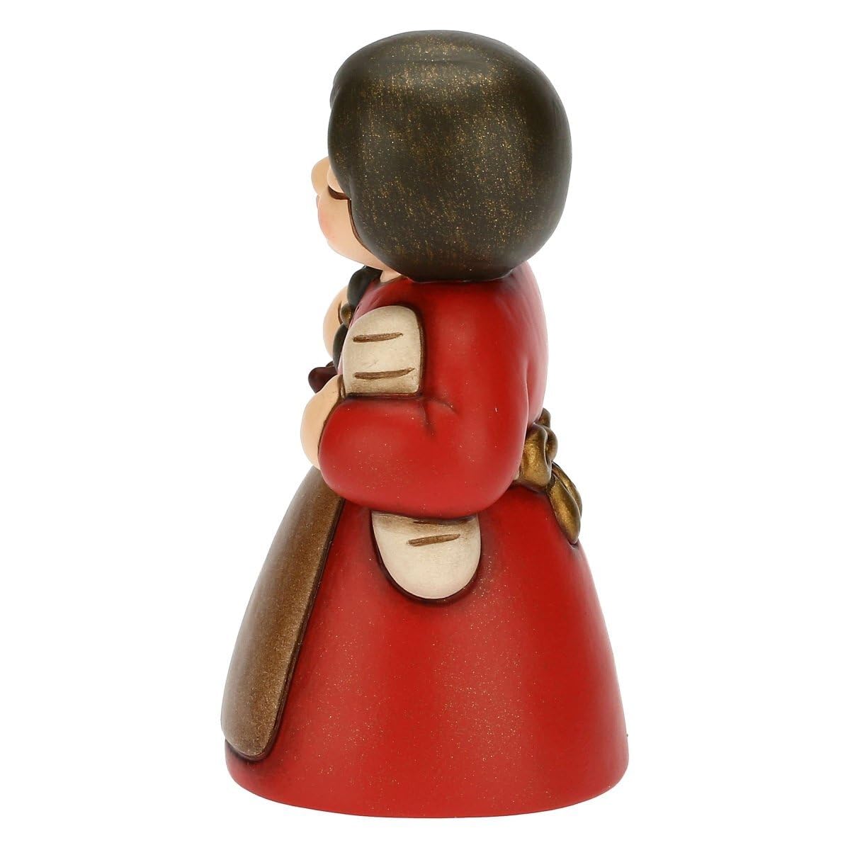 THUN - Presepe 2022 - Statuina Presepe Donna al Mercato in Ceramica Decorata a Mano, Versione Vestito Rosso - Linea Presepe Classico - 5,8x5x8 cm h