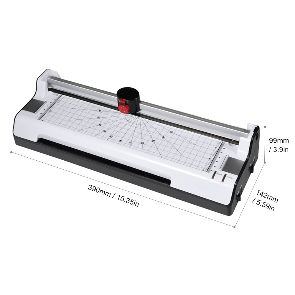 Machine à plastifier 3 en 1, pour plastification à Froid et Thermique, Coupe-Papier Rotatif, arrondisseur de Coins, Coupe ondulée Droite perforée, Pochettes Autocollantes