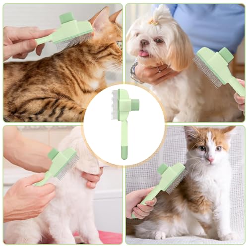 2 Stück Fellblitz Bürste, Selbstreinigende Haustierbürste, Katzen Bürste Fellbürste Knoten- und Verwicklungs-Detangler Cat Hair Brush with Release Button für Lang-und Kurzhaarpflege