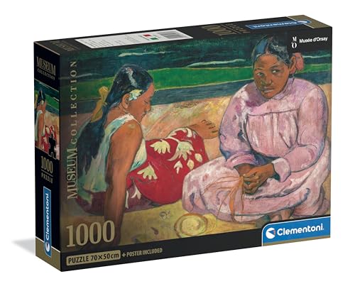 Clementoni - Puzzle 1000 Pezzi Arte per Adulti e Ragazzi, Museum Collection, Tema Femmes de Tahiti di Gauguin, con Poster Incluso, Compact Box, Idea Regalo Uomo e Donna, Made in Italy, 70x50 cm, 39975