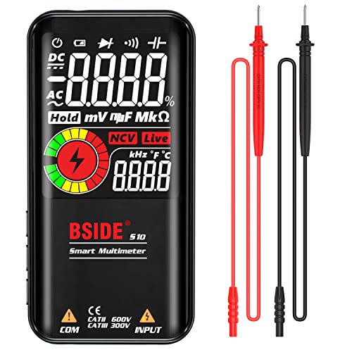 Bside Digital Multimeter, Color Lcd 3 Results Display, 9999 Counts Auto-Ranging Voltmeter Capacitance Resistance Continuity Frequency Diode Duty Cycle Live Check Voltage Tester With Flashlight #TOP4