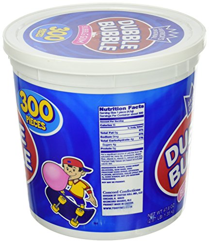 Dubble Bubble CVT16403 America'S Original Dubble Bubble Bubble Gum 47.6 Ounce Value Tub 300 Individually Wrapped Pieces thumb #1