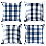Photo Gallery dii decorative square throw pillow cover collection cotton, machine washable, hidden zipper, 18x18, navy gingham, 4 piece Photo Gallery dii decorative square throw pillow cover collection cotton, machine washable, hidden zipper, 18x18, navy gingham, 4 piece