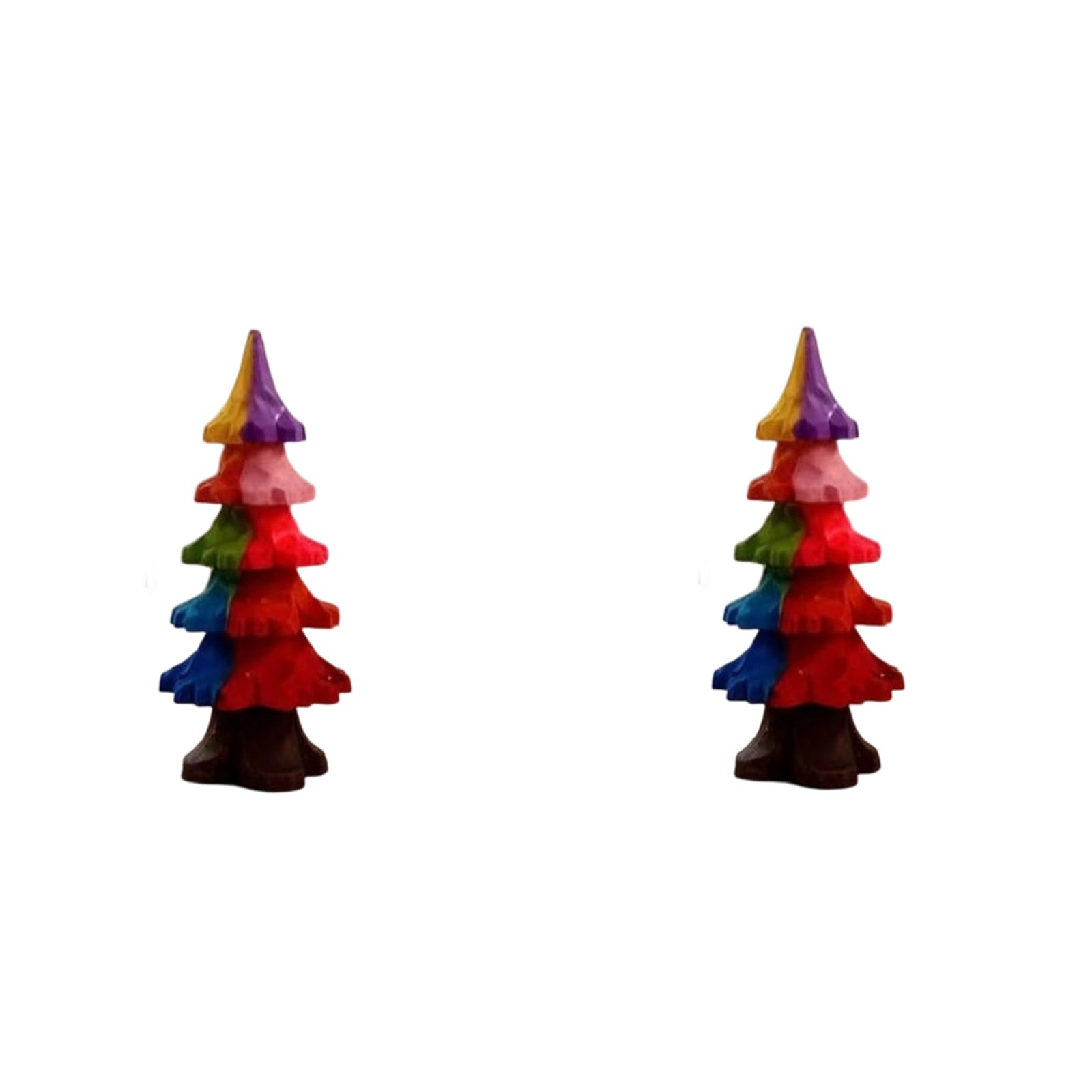 2Pcs Miniature Gradient Christmas Tree Decors Wooden Adornment Party Supplies for Festives Holiday Centerpiece Decoration Christmas Tree Miniature Ornament