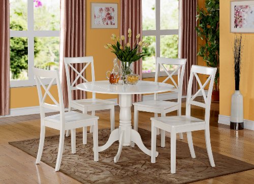 East West Furniture DLBO5-WHI-W 5 PC Kitchen Set-Small Table and 4 dinette Chairs