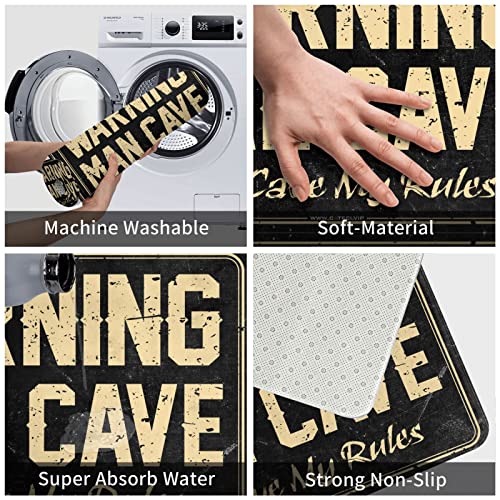 Décoration de camping Warning Man Cave drapeau en tissu 65 x 90 cm - 4