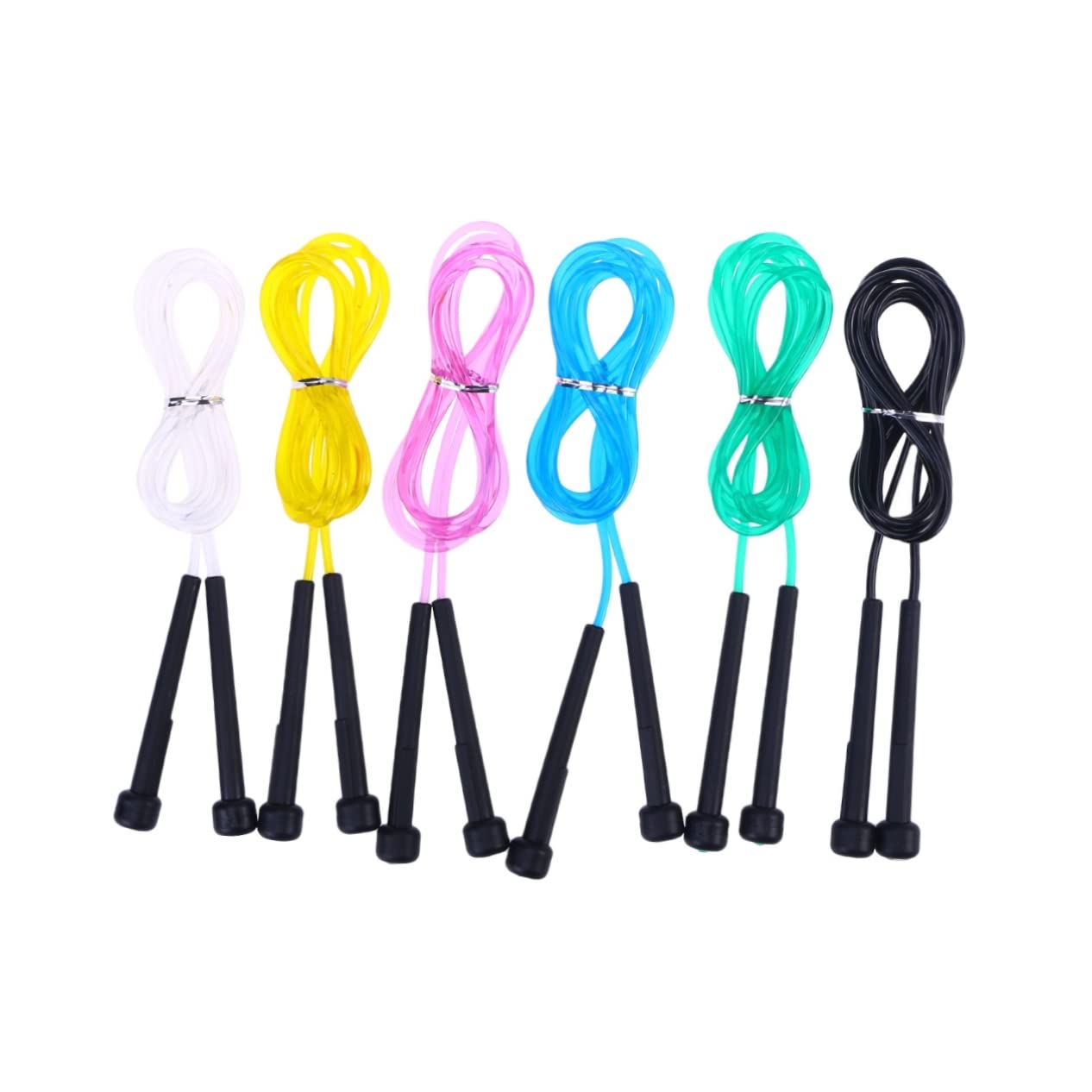 Toddmomy 6 PCS PVC Jump Rope Meters Skipping Ropes with Slip Handles for Adults Selection for Fitness Training Random Color