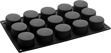 Pavoni PX3217 Pavoflex Silicone Baking Mold Freezing Mould with 15 Cylinder40Time Cavities, Each 1.77 Inch Diameter x 1.10 Inch High