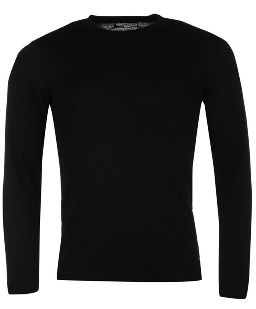 CAMPRIMens Thermal Long Sleeve Top Base Layer Bottoms Pants Underwear (Large, Black)