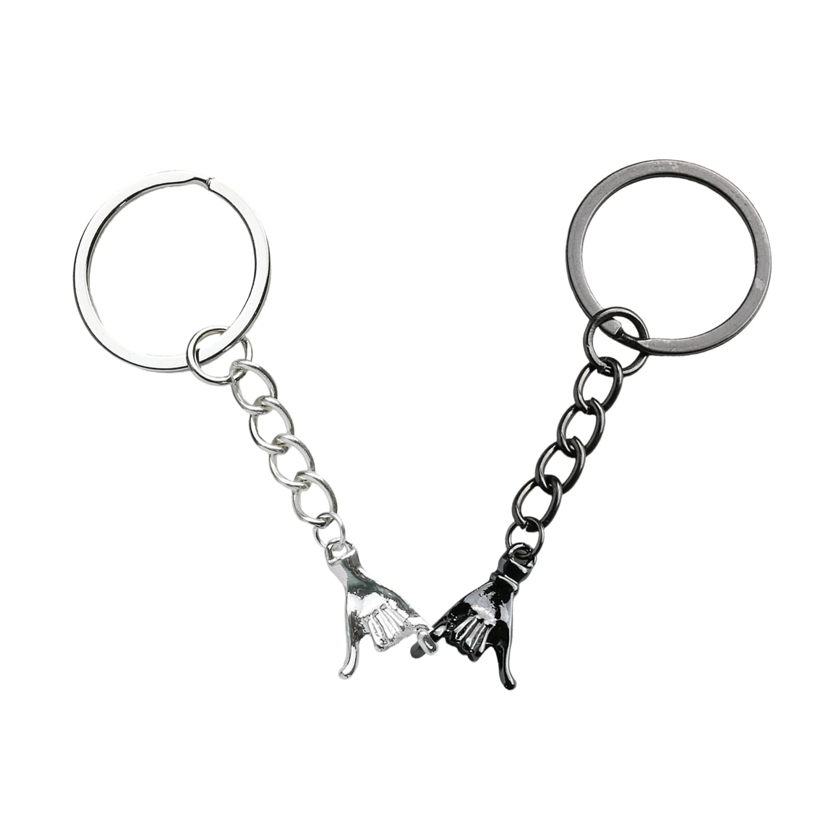 Fooyee Women's Silver 2 Pcs Funny Keychain, Matching Couple Keyring Pinky Promise Gifts, Long Distance Gifts For Couple Best Friend