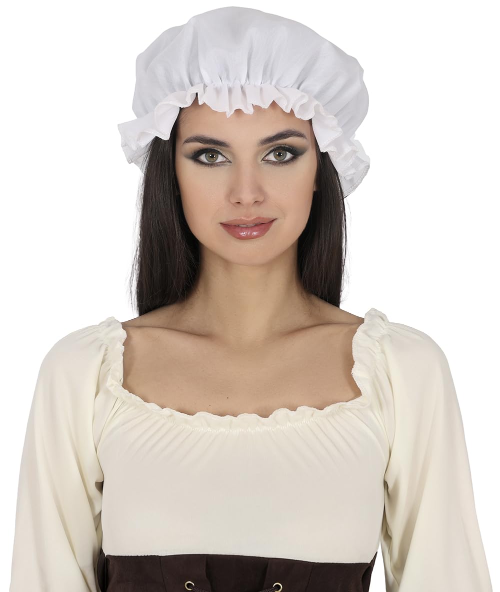 FIESTAS GUIRCA | Maid Hat for Adults Unisex (One Size) - Fancy Dress Accessory for Period Parties, Halloween and Carnival - Ideal for Cosplay and Themed Events - White