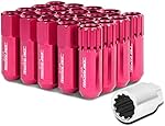 M12 x 1.5 Open End Design 16-Piece Anodized Aluminum Alloy Wheel Lug Nuts + 4 x Lock Nut + 1 x Lock Nut Key (Pink)
