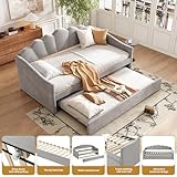Oyemige Upholstered Daybed Sofa Bed, 3FT Single 90x190 cm, Double with Trundle, Modern Bed Frame for Living Room & Bedroom, Easy Assembly, Linen No Mattress (Grey A) - Image 6