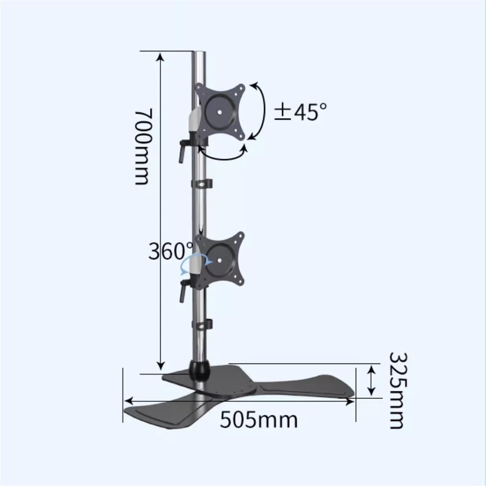 Supporto Doppio Monitor per scrivania, Montaggio Verticale dello Schermo dello Stack Si Adatta a 17-27 Pollici Display Fino a 17,6 lbs ciascuno, Altezza ergonomica Regolabile Riser con Tilt Girevole,