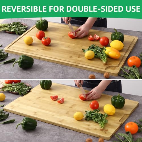 GarveeHome Extra Large Bamboo Cutting Board, 30 x 20 Inch Wooden Chopping Board for Kitchen, Butcher Block with Juice Groove and Handles, Stove Top Cover, Over Sink Noodle Board