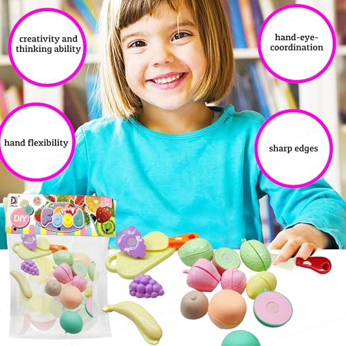 Image of FunBlast Realistic Fruit Cutting Toy for Kids Toy with Chopping Board & Knife - Girls Pretend Play Food Toy for Kids, Pretend Play Kitchen Toys for Kid, Play Food Toy - (Random Color; 12 Pcs)