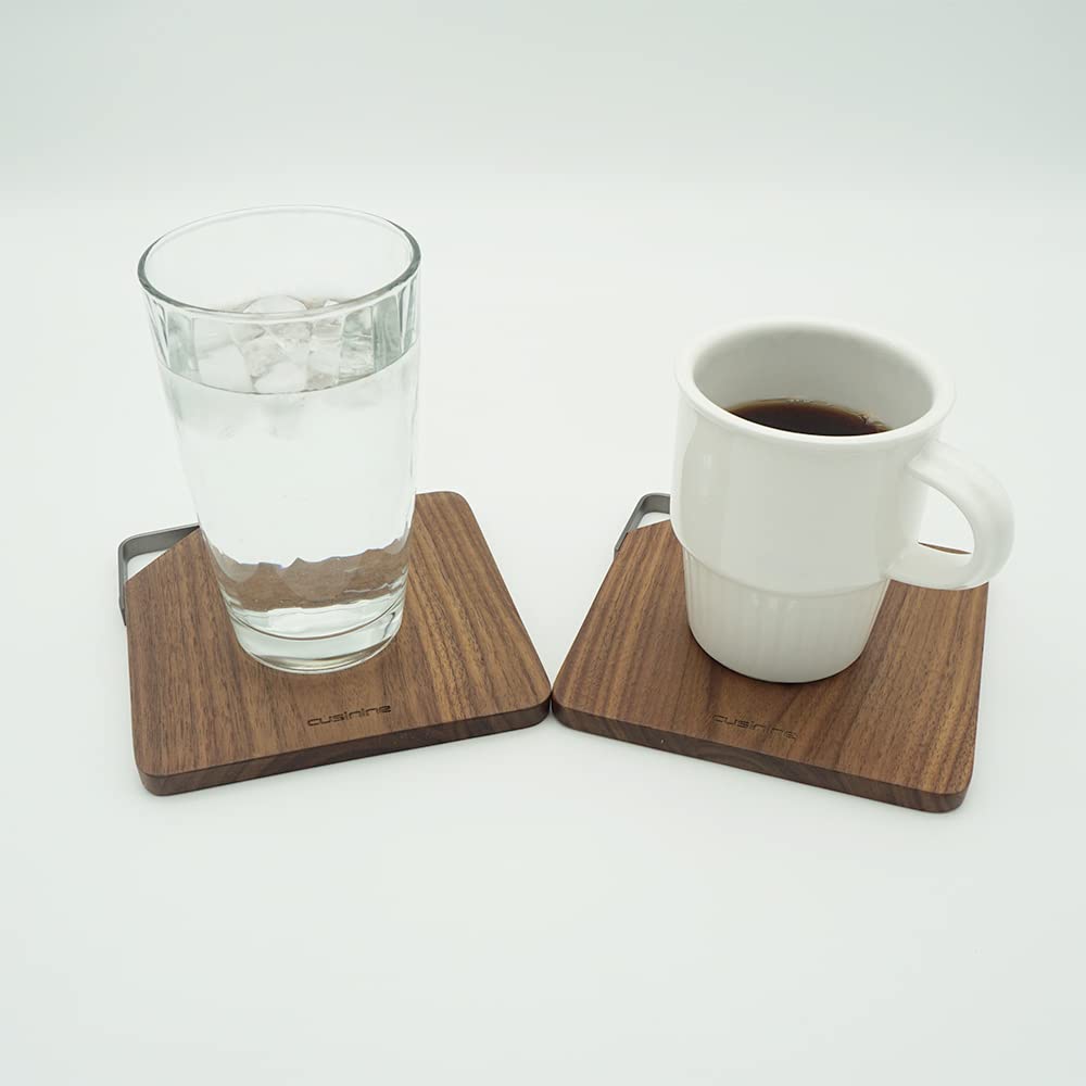 Salvamanteles para ollas y sartenes calientes, paquete de 2, madera de nogal negro norteamericano, posavasos, superficie resistente al calor y protección de encimera para cocina y comedor, soporte