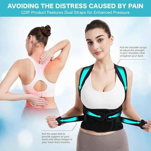 Image of COIF Premium Back Brace Posture Corrector for Women and Men | Back Straight And Shoulder Support Belt | Full Adjustable Shoulder Straightener for Improving Back Posture, Relief for Upper and Lower Back, Lumbar, Neck, Shoulder Pain (Free Size)
