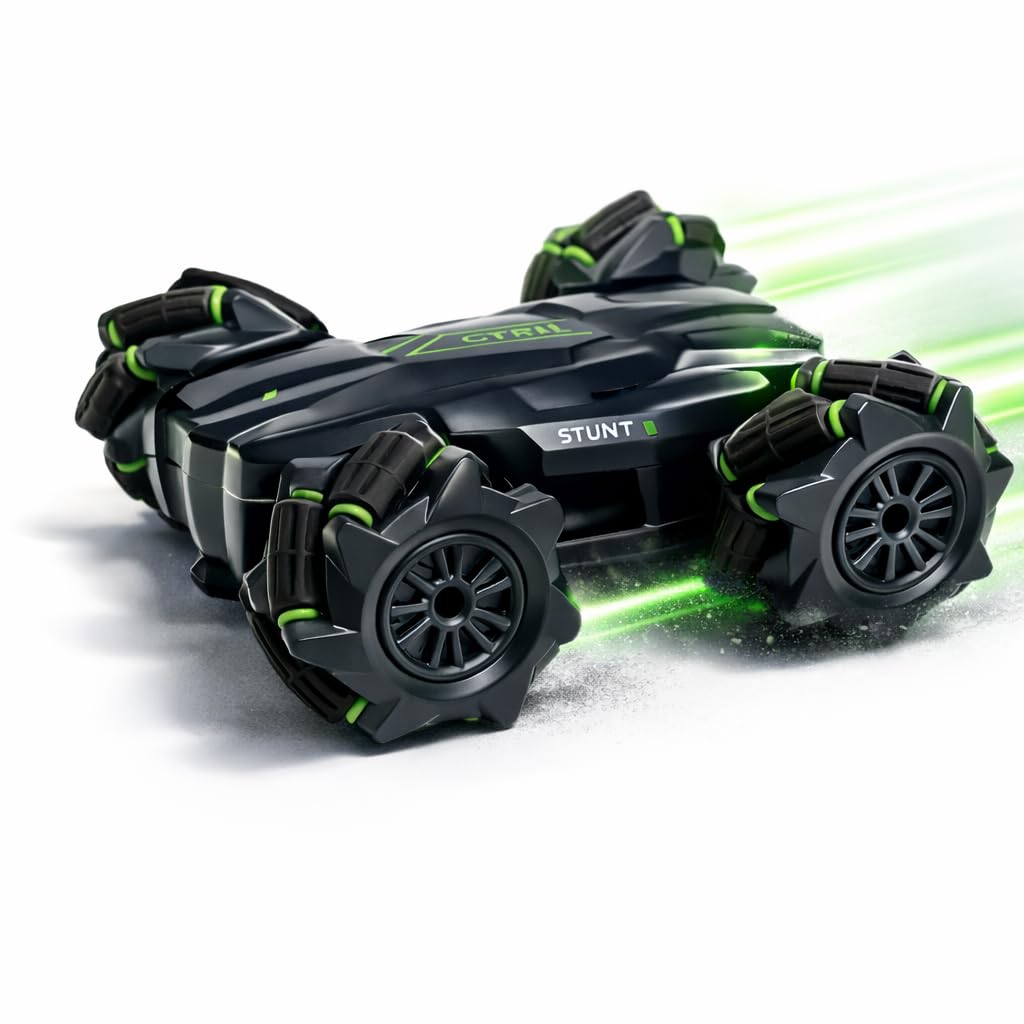 Eli & Chi 4X4 Wheel Drive Double Sided RC Stunt Toy Car: Drift Toy for Kids & Adult Boys & Girls - Remote Control Racing, 360° Rotation Off Road 2 Rechargeable Batteries (Multi Colour)