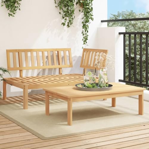QZZCED Conjunto de Sofá de Palets de Madera de Acacia con Mesa y Módulo Exterior para Jardín, Resistente a la Intemperie y Cómodo para Espacios al Aire Libre, Diseño Modular Flexible