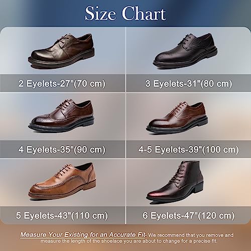 Image of 2 Pairs Dress Shoe Laces, 1 /8 inch Waxed Round Shoelaces | Anti slip waxed cotton coating keeps knots secured all day; 8 colors & 6 sizes for men's,women's leather, dress shoes