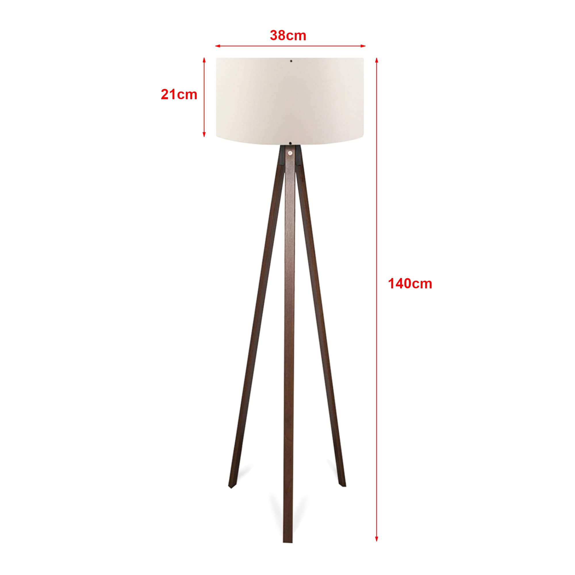 lux.pro Stehlampe Newport 1-flammig Tripod Lampe für Wohnzimmer 140 cm hoch Stehleuchte Standleuchte für innen mit Stoffschirm Creme