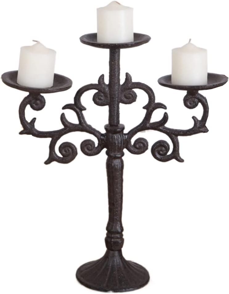 European Retro Candlestick cast Iron Three-Head Wax Table Antique Candle Club Villa Decoration