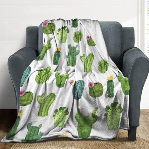 Couverture polaire cactus vert grand plaid canapé et lit 150x200 - 5
