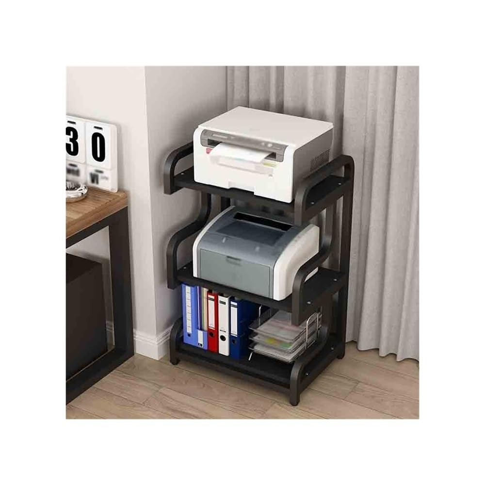 ZTHYSHOZ Printer Stand Three-layer Large-capacity Printer Shelf Office File Organizer Household Storage Bookshelf Copier(Black)