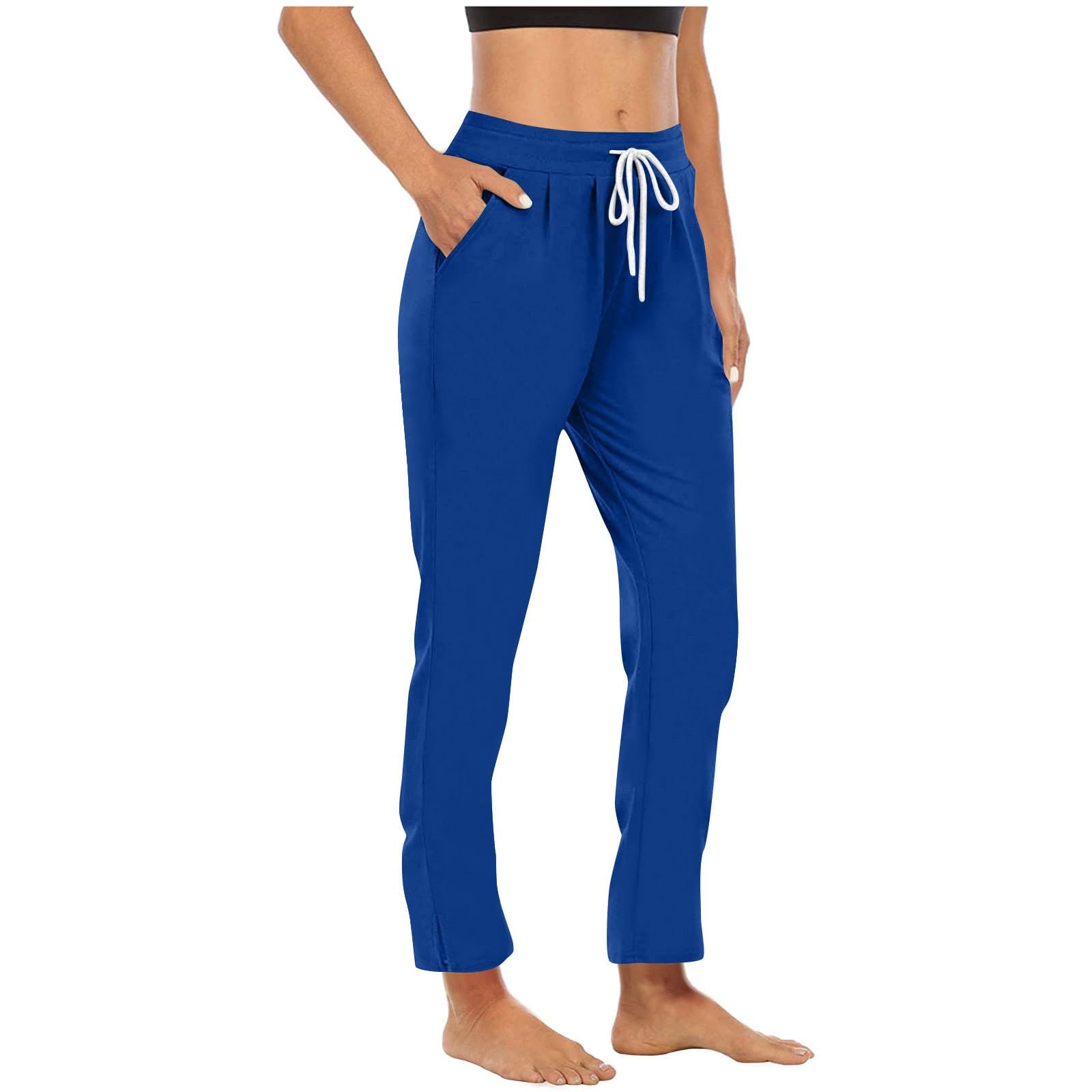 Lounge Pants for Women High Waist Straight Leg Yoga Joggers Lightweight Casual Athletic Workout Trousers with Pockets — view 10