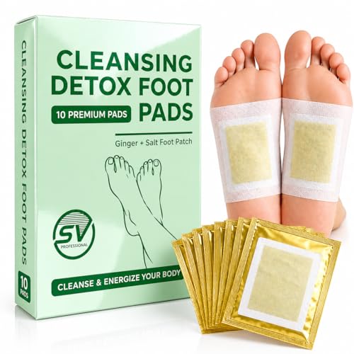 Image of Detox Foot Pads with Bamboo Vinegar, Ginger and Salt Formula, Natural Ingredients, Sleep Aid, Pain Relief, Acupoint Micro-Massage, 10 Pads