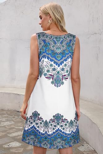 Image of Summer Dresses for Women Beach Boho Sleeveless Vintage Floral Flowy Pocket Tshirt Tank Sundresses 2026