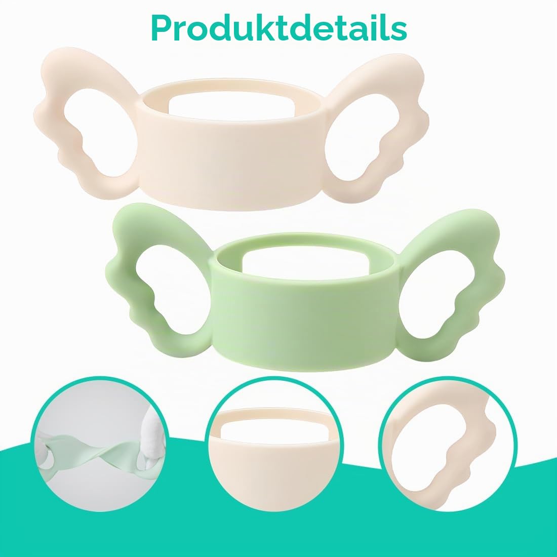 Babyflaschen Griff Silikon 2 Stück Flaschenhalter Griff Babyflasche Trinklernflasche Zubehör BPA-frei rutschfest ergonomisch Greifhilfe Kleinkinder Stillflasche Trinkflasche Babygriff