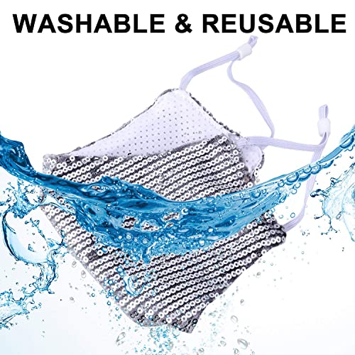 6 Pieces Rhinestone Bling Mesh Mask Sequined Chic Decorative Masquerade Face Coverings For Party Costume (Black, Silver, Gold, Purple, Pink, Blue) #TOP5