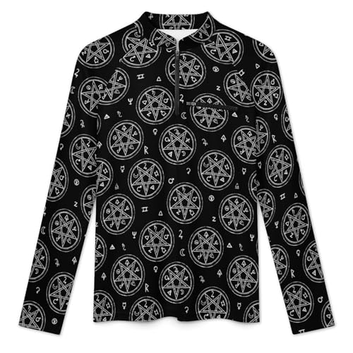 Magical Alchemical Signs Men's Rash Guard Long Sleeves Quick Dry Fishing Workout Shirts with Zipper3