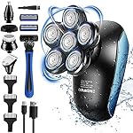 Head Shavers for Bald Men, Electric Rotary Razor 6-in-1 Beard Trimmer Grooming Kit Shockproof Floating Razor with Manual…