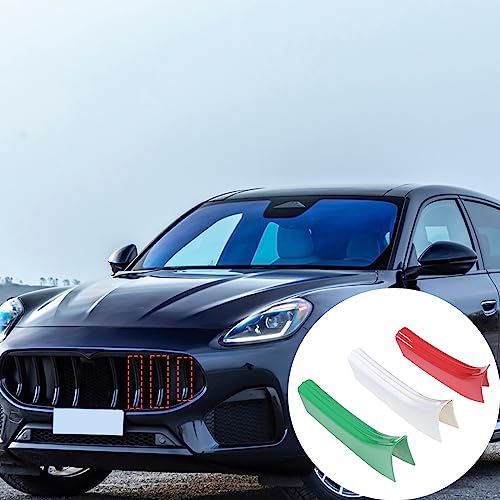 Image of Compatible with Maserati Grecale 2022 2023 Front Grill Decoration Strips Cover Trims Moulding Decoration Accessories ABS Snap-on Front Grill Mesh Car Styling 3 Pieces Grille Inserts