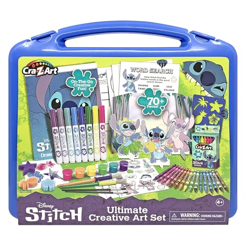 Disney Stitch Kids Ultimate Creative Activity Arts & Crafts Case 70+ Pieces for Creative Fun with Fan Favorite Stitch Boys Girls Gift