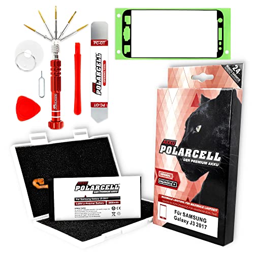 PolarCell Batterie de rechange puissante 2600 mAh pour Samsung Galaxy J3 2017 SM-J330F, J3 Pro 2017, J3 DuoS 2017, remplace la batterie d'origine EB-BJ330ABE,...