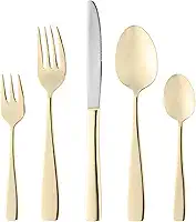 WOLFF - Faqueiro de Aço Inox Pisa Dourado 30 Peças - Mesa Posta - Itens Para Casa - Utensílios de Cozinha - Enxoval - Casamento - Decoração