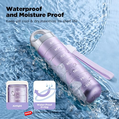 Image of Zannaki Metal Travel Pill Organizer, Portable Waterproof Weekly Pill Box, Large Aluminum Alloy Pill Case Container, BPA Free 7 Day Daily Medicine Organizer Holder for Vitamin, Fish Oil, Supplement