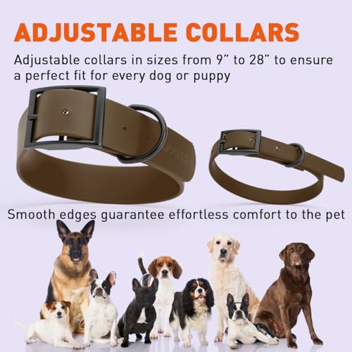Image of Dogline Biothane Waterproof Dog Collar Strong Coated Nylon Webbing with Black Hardware Odor- Proof for Easy Care Easy to Clean High Performance Fits Small Medium or Large Dogs, Dark Chocolate Brown