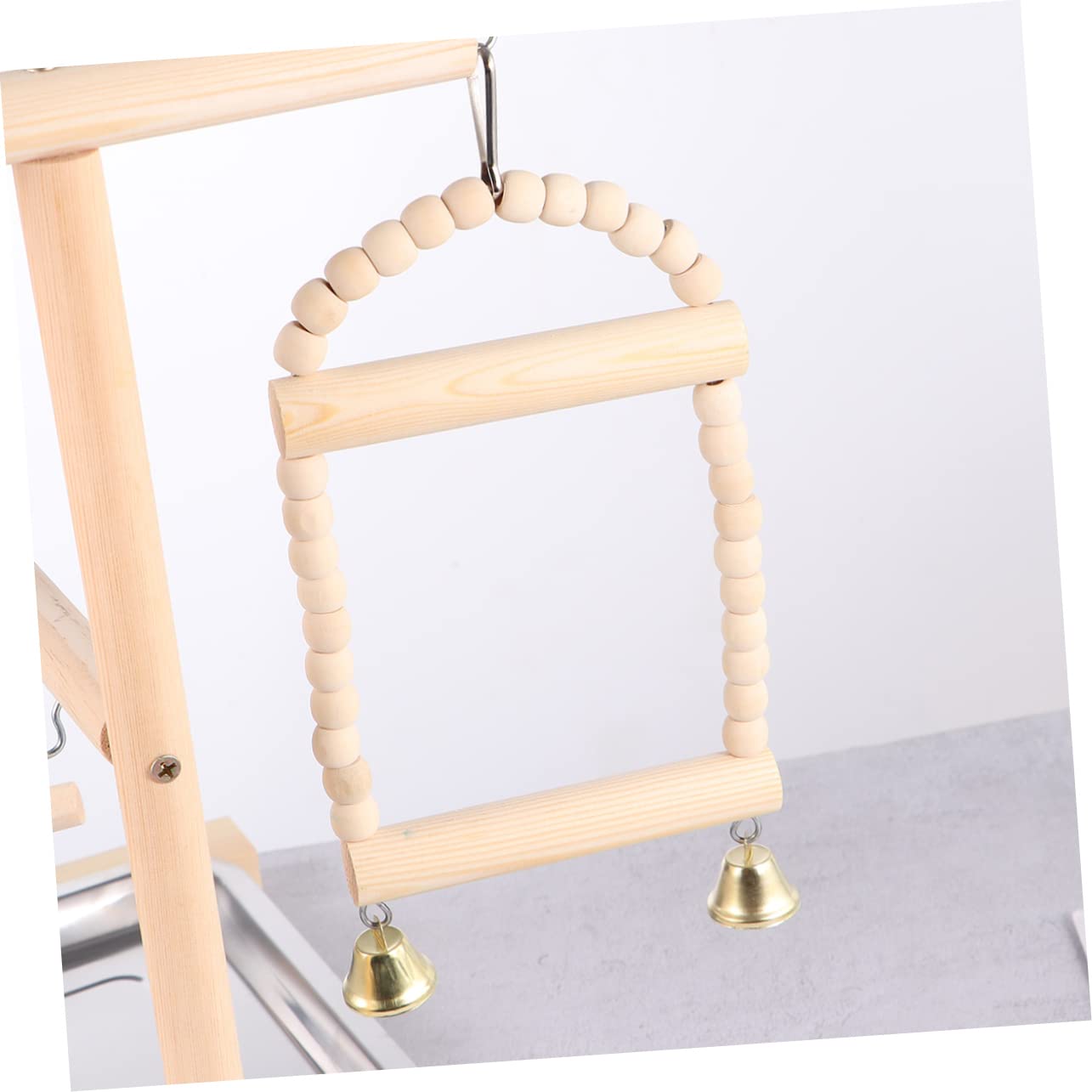 1pezzi Parrot Bird Swing Legno Giocattolo Divertente Per Uccelli Con Stand Da Gioco Per Pappagalli e Altri Uccelli Piccoli Attività e Divertimento Garantiti Beige