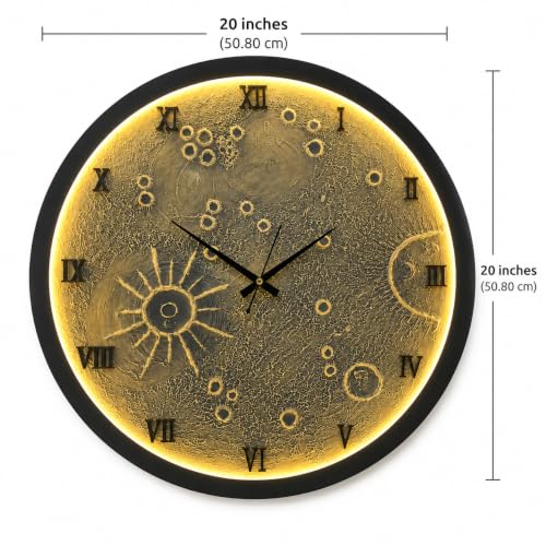 Image of Modern Moon Design Wall Clock for Living Room Bedroom & Office Silent Non-Ticking Decorative Round Wall Clock with Roman Numbers Contemporary Home Decor Clock for Hall Cafe & Hotel (20 inches)
