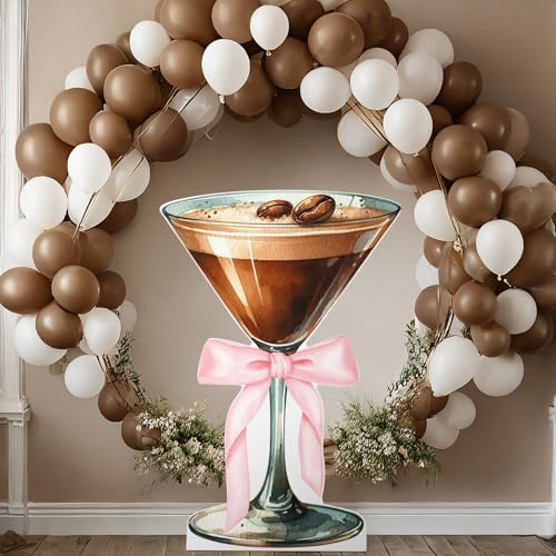 Image of AmazingSpark 4ft Martini Glass Cardboard Espresso Martini Cocktail Cutout Stand for Tiny Bit Older Birthday Bachelorette Wedding Party Decor